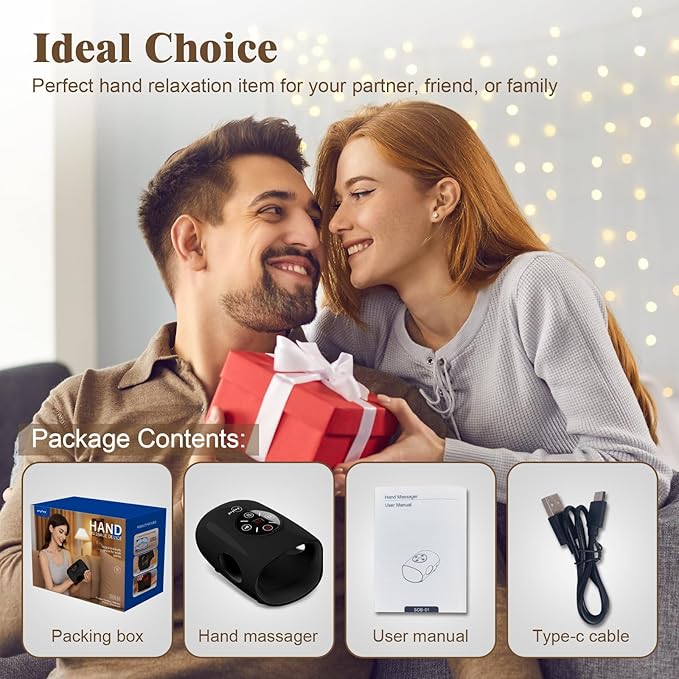 Hand Massager, 9 Modes 9 Intensities Hand Massage, Cordless Hand Massager for Arthritis and Carpal Tunnel, Gift for Men Women Parents Relaxation at Office,Black