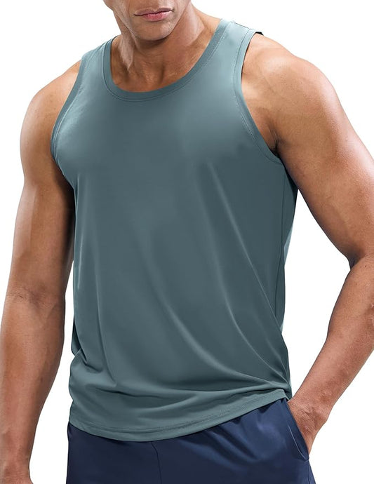 MIER Men's Tank Tops Workout Sleeveless Tee Shirts Muscle Athletic Gym Running Beach Tanks for Men, Quick Dry