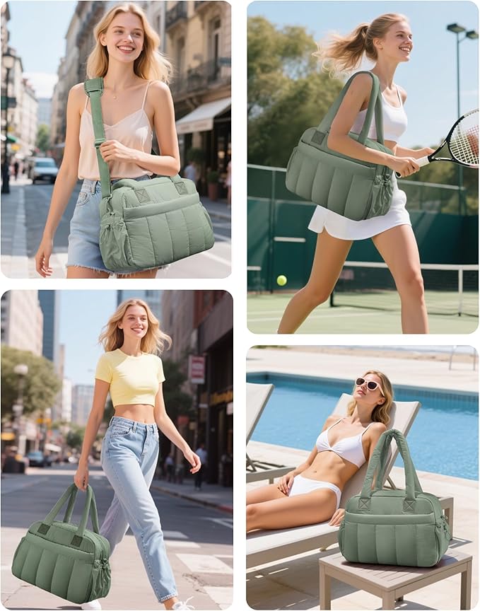 oscaurt Gym Bag for Women Lightweight Duffle Bag for Travel with Toiletry Pouch Water Resistant Carry On Weekender Overnight Duffel