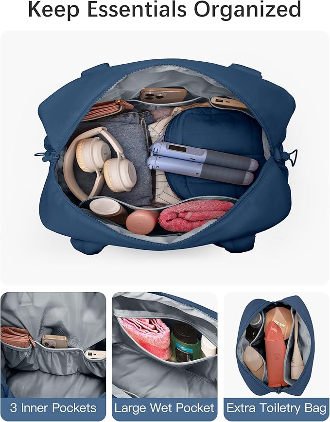 oscaurt Gym Bag for Women Lightweight Duffle Bag for Travel with Toiletry Pouch Water Resistant Carry On Weekender Overnight Duffel