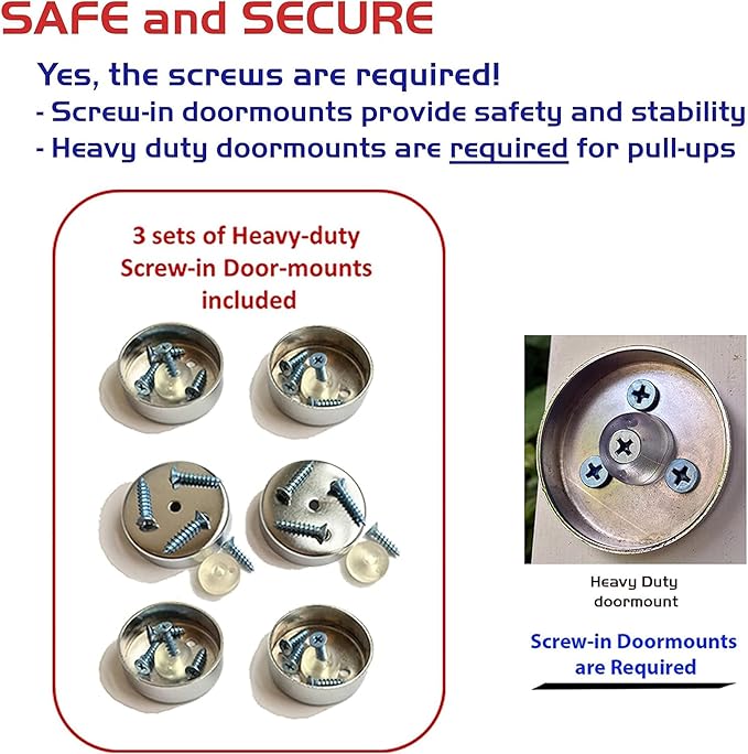 Garren Fitness Maximiza Pull Up Bar for Doorway - 27 to 39 Inches Adjustable Width Pullup Bar/Chin up Bar with 3 Sets of Screw-in Heavy-Duty Door-Mounts