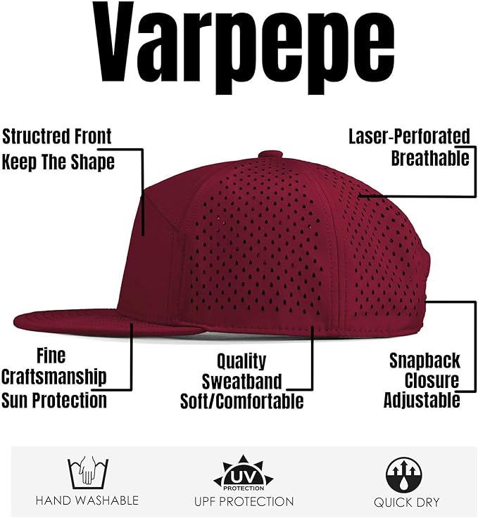 Performance Snapback Hats for Men Women,Flat Bill Cap,Golf,Running,Workout