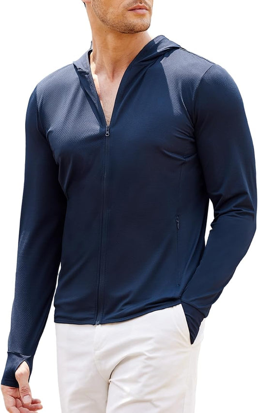 COOFANDY Men Full Zip UPF 50 Sun Protection Hoodie Jacket Long Sleeve Lightweight Breathable UV Shirts with Pockets