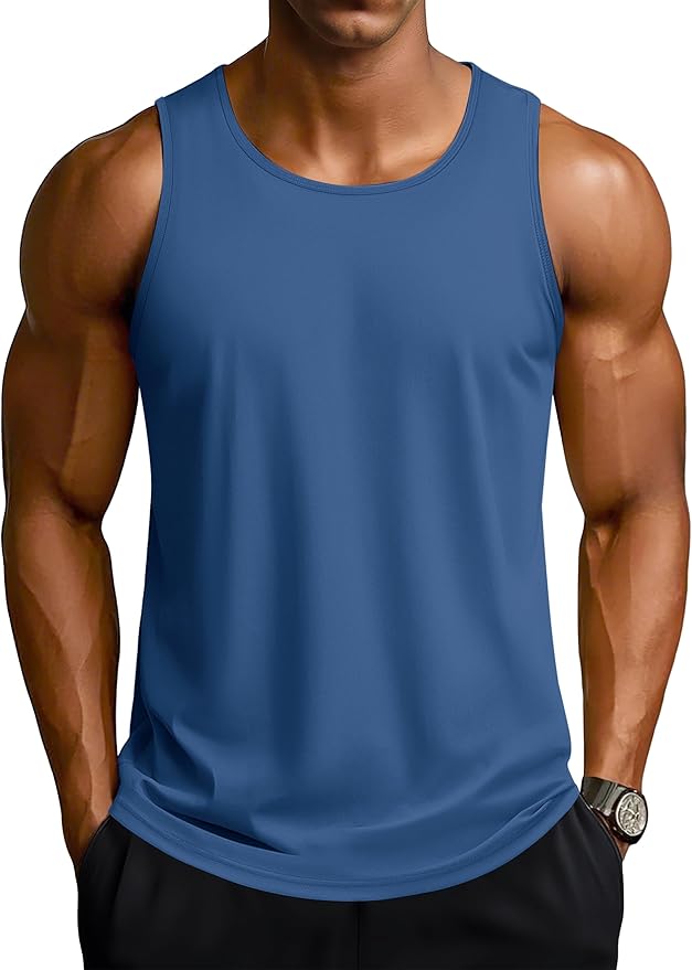 TACVASEN Men's Workout Tank Tops Sleeveless UPF 50+ Summer Sun Shirts Quick Dry for Running Swim Gym Beach
