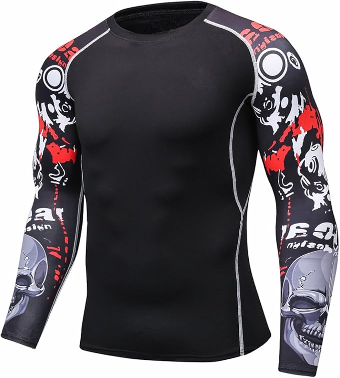 Men's Soft Slim Long Sleeve Dry-Fit Compression Gym Trainning Shirt