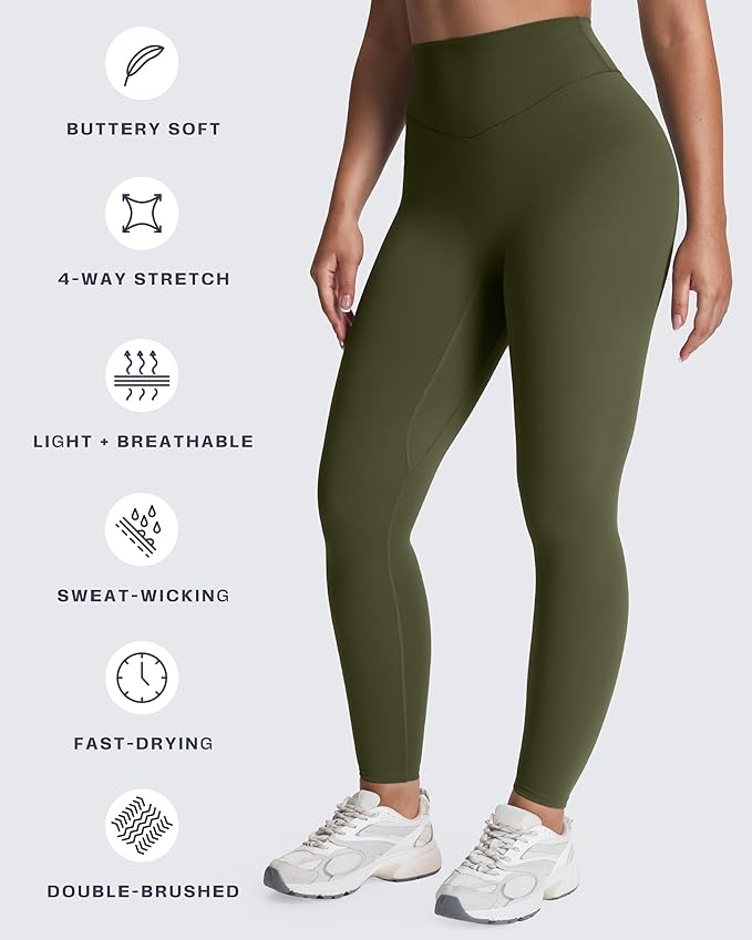 Aoxjox High Waisted Workout Leggings for Women Tummy Control Buttery Soft Yoga Metamorph Deep V Pants 26"