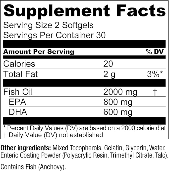 Live Conscious OmegaWell Omega 3 Fish Oil - 2000mg Capsules: Heart, Brain, & Joint Support - 800 mg EPA 600 mg DHA - Sustainably Sourced - Softgels - 30 Day Supply