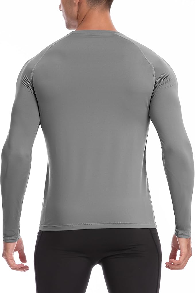 Mens Thermal Compression Shirts, Warm Long Sleeve Fleece Lined Tops Athletic Base Layer for Running Cold Weather