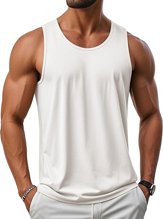 MAGCOMSEN Men's UPF 50+ Tank Top Gym Workout Sleeveless Muscle Shirts Sun Protection Cut Off Shirts Summer Sleeveless T Shirt