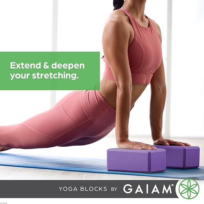 Gaiam Yoga Block - Supportive Latex-Free Eva Foam - Soft Non-Slip Surface with Beveled Edges for Yoga, Pilates, Meditation - Yoga Accessories for Stability, Balance, Deepen Stretches