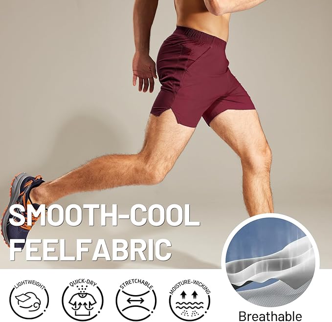 MIER Men's Workout Running Shorts Quick Dry Active 5 Inches Shorts with Pockets, Lightweight, Breathable