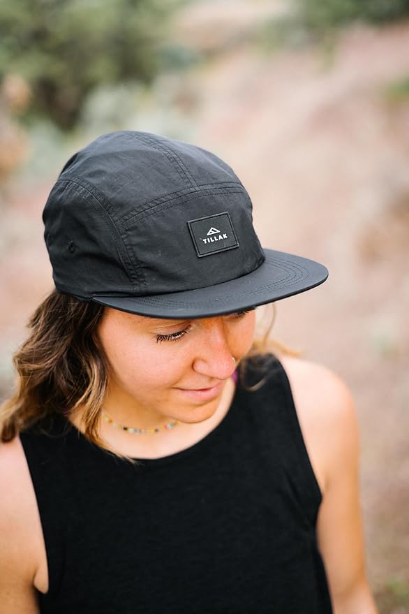 Tillak Chamisa Sun Hat, Lightweight Nylon 5 Panel Cap with Hide-able Neck Shade and Spring Cord