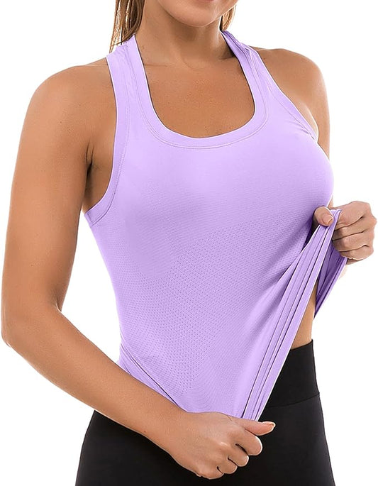 MathCat Workout Tops for Women Seamless Basic Sleeveless Muscle Tank Tops Racerback Athletic Yoga Running Daily Shirts