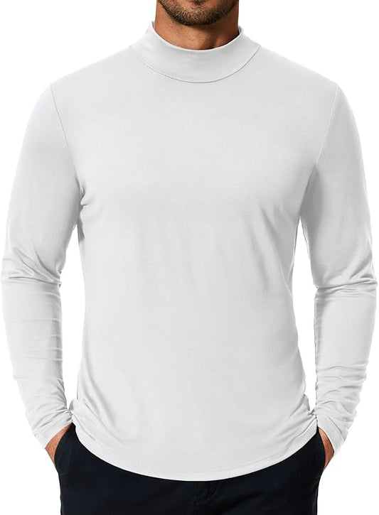 COOFANDY Mens Mock Turtleneck T-Shirts Long Sleeve Solid Color Tees Shirts Basic Casual Slim Fit Pullover T Shirts
