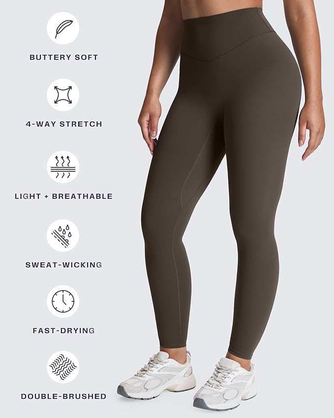 Aoxjox High Waisted Workout Leggings for Women Tummy Control Buttery Soft Yoga Metamorph Deep V Pants 26"