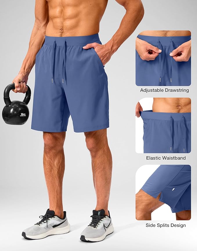 Men's Running Shorts with Zipper Pockets 9 Inch/ 7 Inch / 5 Inch Lightweight Quick Dry Gym Workout Athletic Shorts for Men