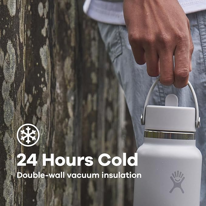 Hydro Flask Water Bottle - Insulated Stainless Steel - Wide Mouth Flex Straw Lid, Non Spill, Leakproof and Refillable in 40 Oz Aloe Green