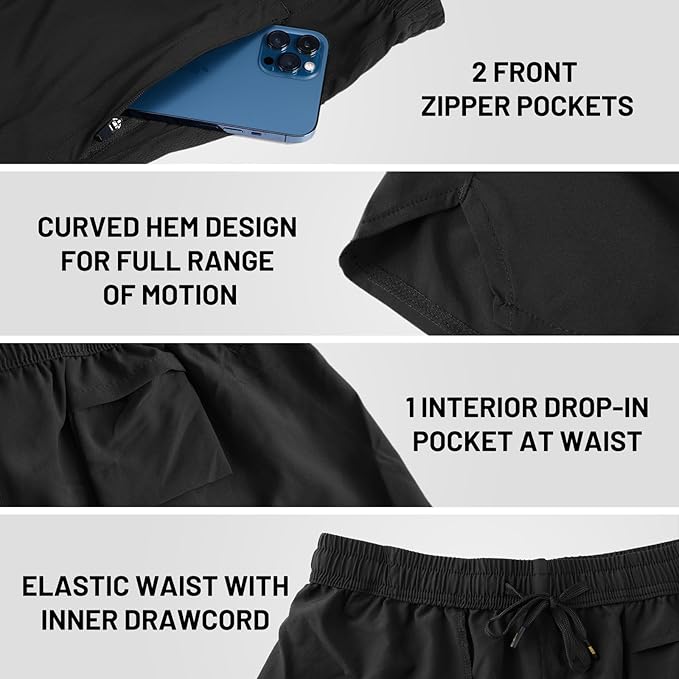 MIER Men's Workout Running Shorts Quick Dry Active 5 Inches Shorts with Pockets, Lightweight, Breathable