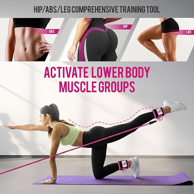 Slim Panda Ankle Strap for Cable Machine,Ankle Cuff for Kickbacks, Booty Hip Abductors,Glute Workouts, Leg Extensions, Curls for Men and Women, Adjustable with Double D-Rings