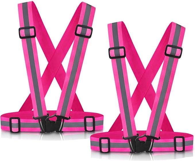 Reflective Vest Running Gear, 2Pack High Visible Safety VES for Cycling Jogging Running Walking, Adjustable for Men Women Kids
