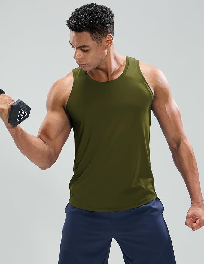 MIER Men's Tank Tops Workout Sleeveless Tee Shirts Muscle Athletic Gym Running Beach Tanks for Men, Quick Dry