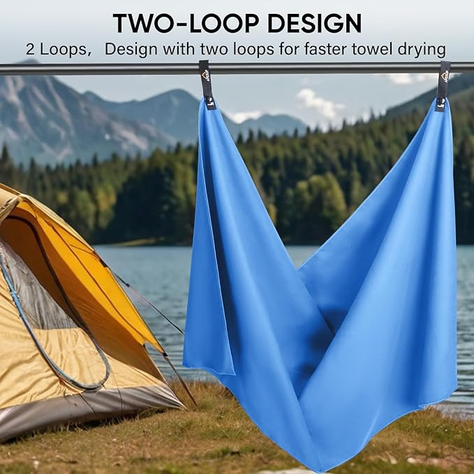 APEXUP Microfiber Travel Towel, Ultra Absorbent Quick Dry Towels, Lightweight Gym Sports Camping Towel for Workout, Yoga, Beach, Shower, Swimming (60"×30", Blue)