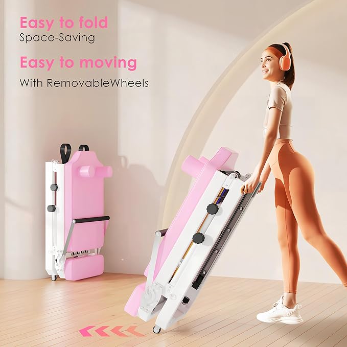 SogesPower Pilates Reformer Machine for Home Gym Workout, Foldable Pilates Equipment with High Strength Alloy Springs for Beginners, Up to 400lbs