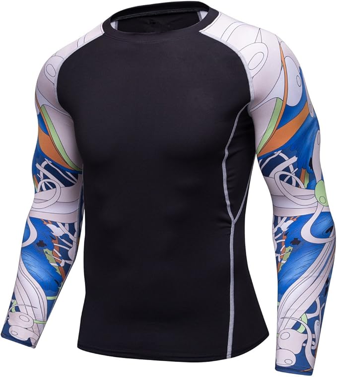 Men's Soft Slim Long Sleeve Dry-Fit Compression Gym Trainning Shirt