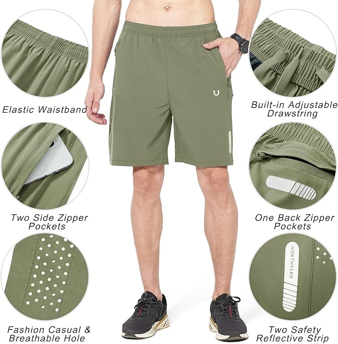 NORTHYARD Men's Athletic Running Shorts Quick Dry Workout Shorts 7"/ 5"/ 9" Lightweight Sports Gym Basketball Tennis Hiking