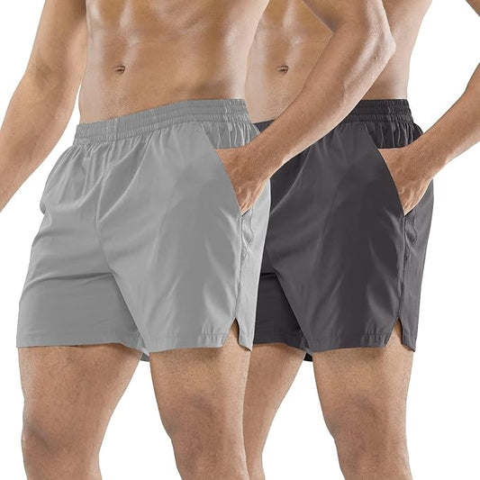 MIER Men's Workout Running Shorts Quick Dry Active 5 Inches Shorts with Pockets, Lightweight, Breathable