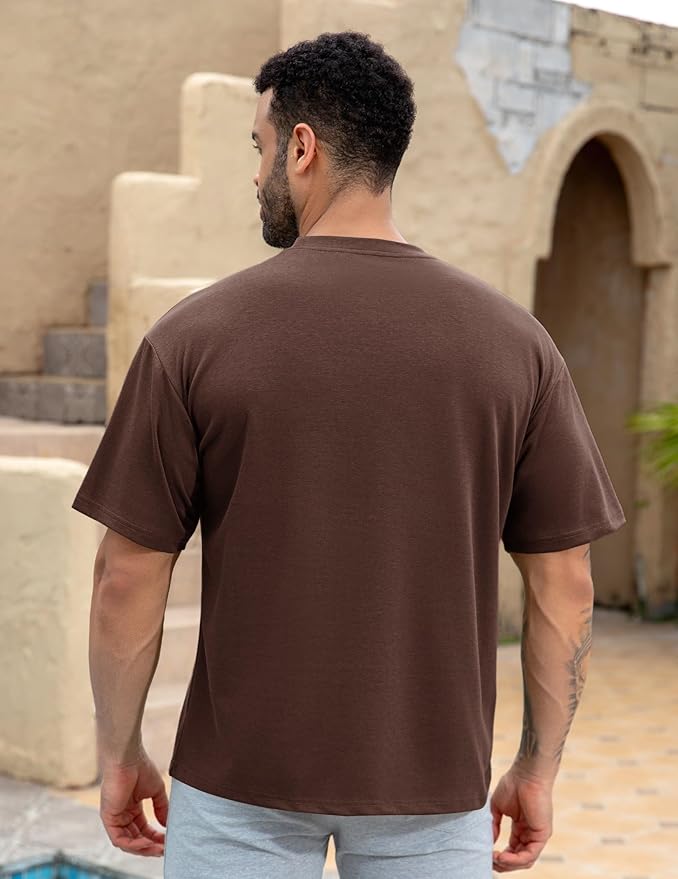 Mens Oversize Short Sleeve T-Shirts Loose Fit Solid Color Lightweight Tee Shirt Athletic Dry Fit Top