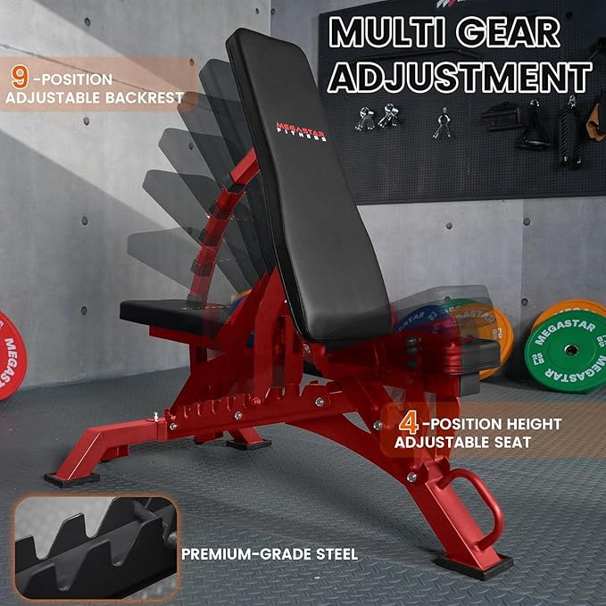 Adjustable Weight Bench, 1300lbs Capacity Heavy Duty Workout Bench for Home and Garage Gym, Multi-Position Backrest and Seat Strength Training Bench