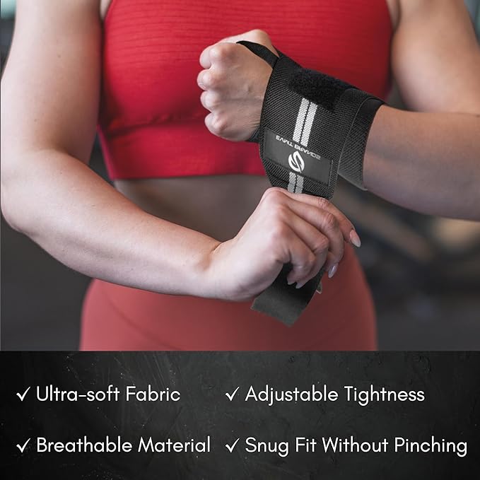 EVMT Premium Weightlifting Wrist Wraps 18in. Durable Straps for Weightlifting, Enhanced Wrist Support. Ideal Lifting Straps for Strength Training.