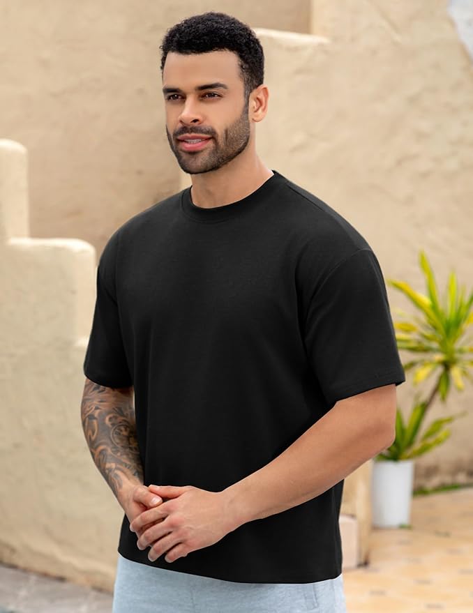 Mens Oversize Short Sleeve T-Shirts Loose Fit Solid Color Lightweight Tee Shirt Athletic Dry Fit Top