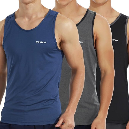 EZRUN Men's Quick Dry Sport Tank Top for Bodybuilding Gym Athletic Jogging Running,Fitness Training Workout Sleeveless Shirts