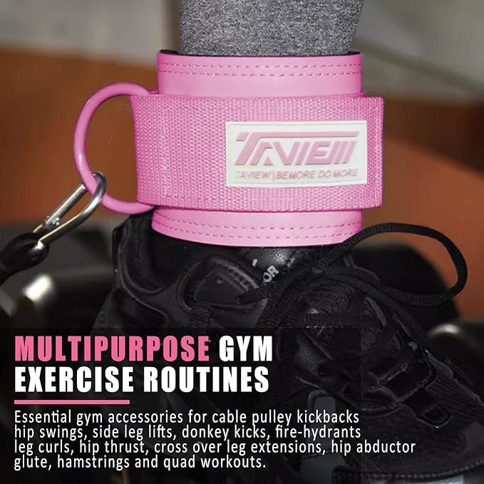 TAVIEW Ankle Straps Cable Machine Attachment for Gym - Cable Kickback Ankle Straps - Padded Ankle Cuffs for Glute Kickbacks and Leg Workouts