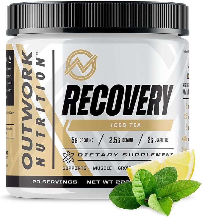 Outwork Nutrition Post Workout Recovery Powder - Creatine Monohydrate, KSM-66 Ashwagandha & Tart Cherry - Speeds Recovery, Eases Soreness - Creatine Powder for Men & Women, Iced Tea, 240 Gr
