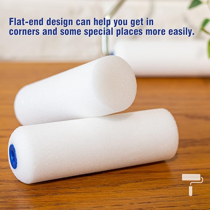 Mister Rui Foam Paint Roller, Sponge Paint Roller Sleeve, High Density Foam, for Furniture Painting and Decorating, 4 Inch Head-Rounded Design (110mm), Pack of 10