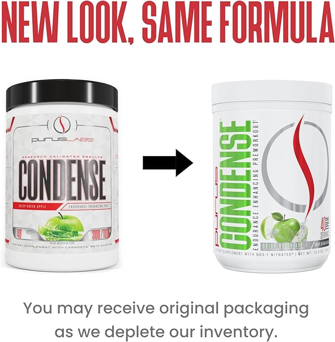 Purus Labs CONDENSE PreWorkout Powder, 40 Servings (Crisp Green Apple)