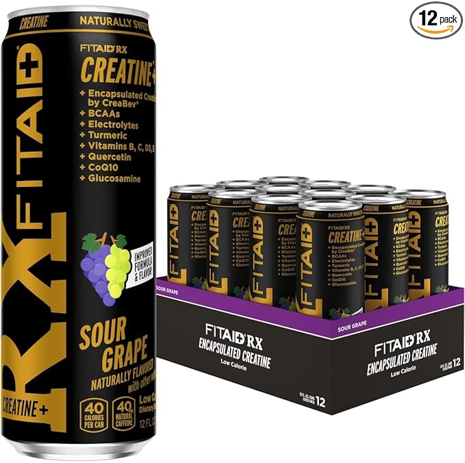 LIFEAID FITAID RX Recovery Blend Plus Creatine, Contains BCAAs, Glucosamine, Turmeric, B-Complex, Electrolytes, 12 Fl Oz (Pack of 12)