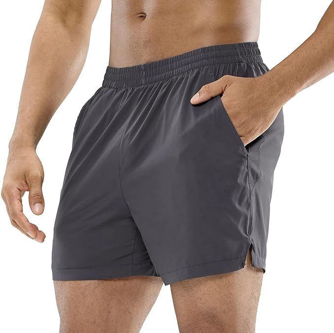 MIER Men's Workout Running Shorts Quick Dry Active 5 Inches Shorts with Pockets, Lightweight, Breathable