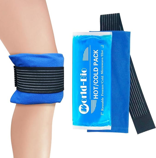 Soft Gel Ice Pack for Injuries Reusable, Flexible Hot Cold Pack for Neck Head Shoulder Knee Ankle Wrist Elbow, Medical Cold Pack for First Aid, Migraines (12'' X 4.7''- 1 Ice Pack & Wrap)