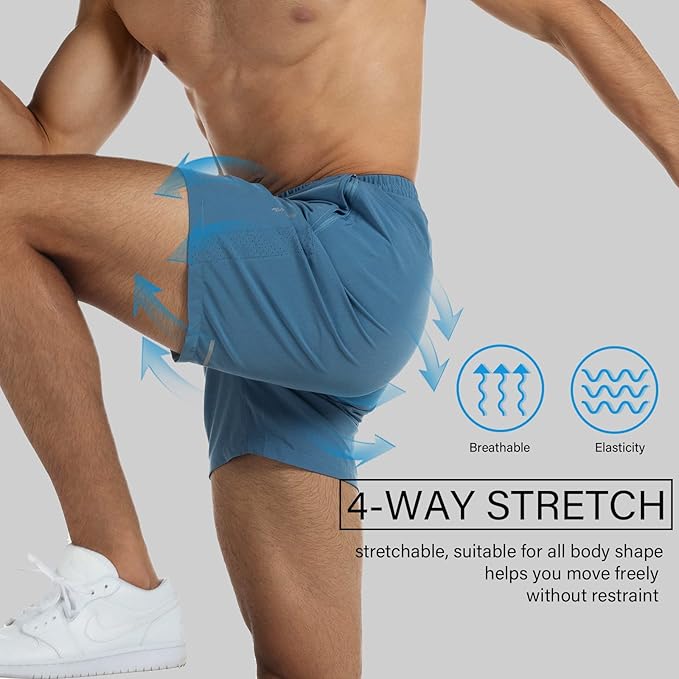 Men's Running Shorts 6" Quick Dry Gym Athletic Workout Shorts for Men with Pockets