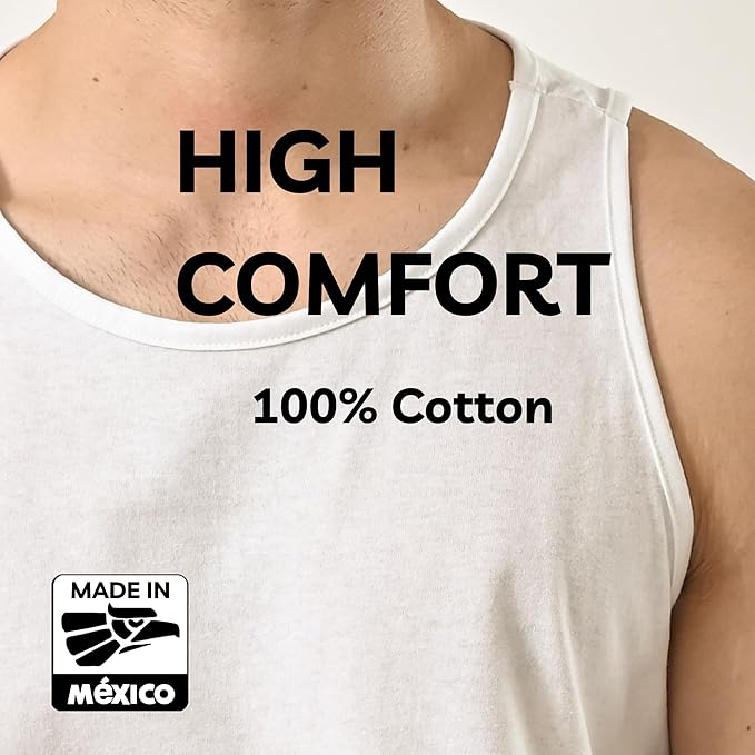 POFF Men’s Tank Top 3-Pack – Sleeveless Shirts for Gym & Workout, 100% Cotton Muscle Fit, Breathable Athletic Wear