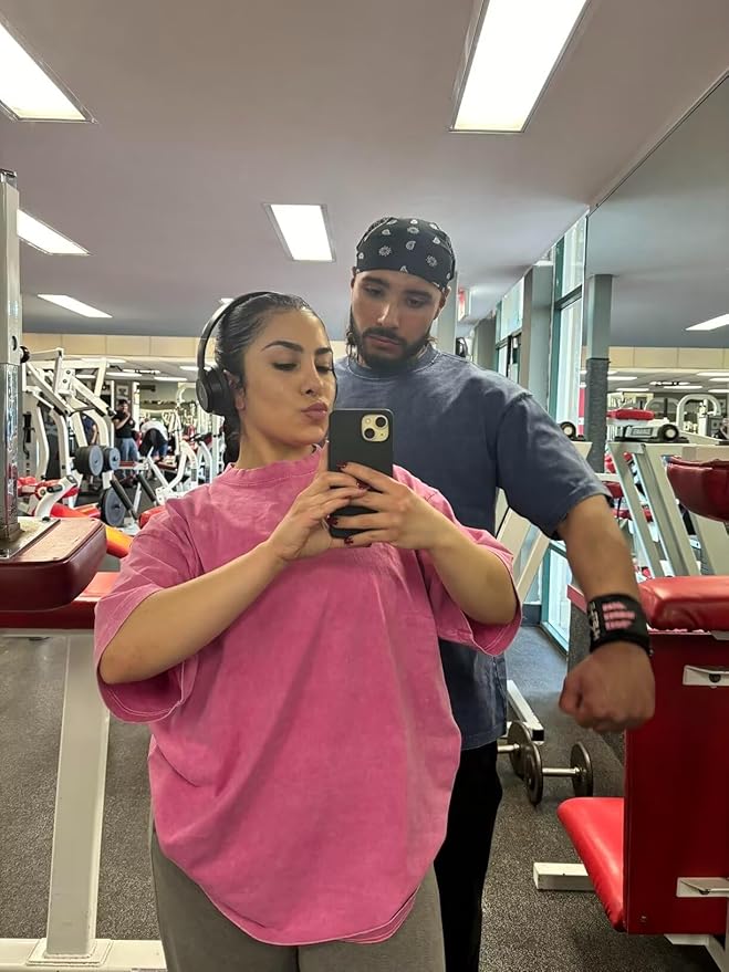 Workout T Shirts for Men Oversized Gym Loose Fit Tshirt Heavy Cotton Washed Vintage Faded Sleeping Tee Unisex Tops