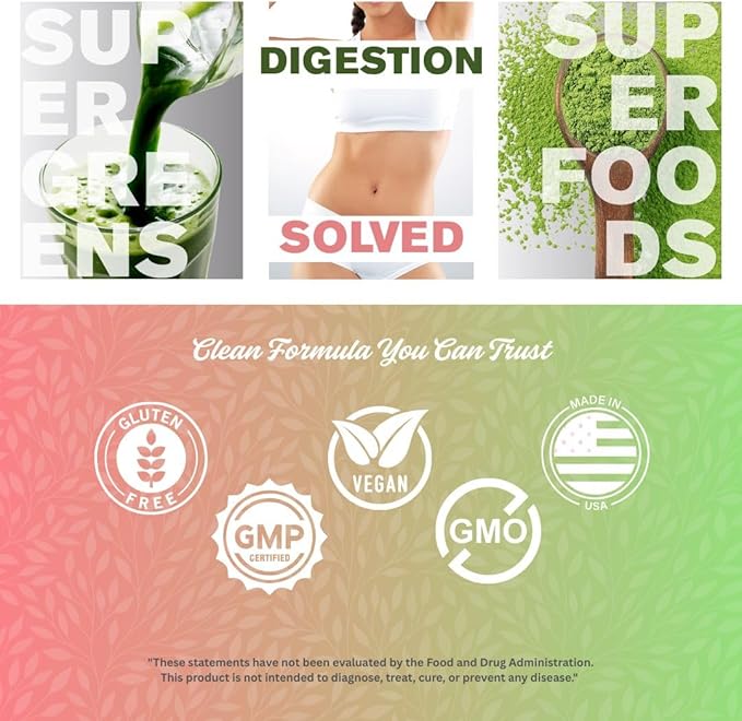 Field of Greens Superfood Powder with Organic Spirulina, Chlorella, Beet Root Powder - Bacillus Coagulans Probiotic, A Plant-Based Mix Supporting Gut Health, Immunity, Bloom into Health, 28 Scoops (1)