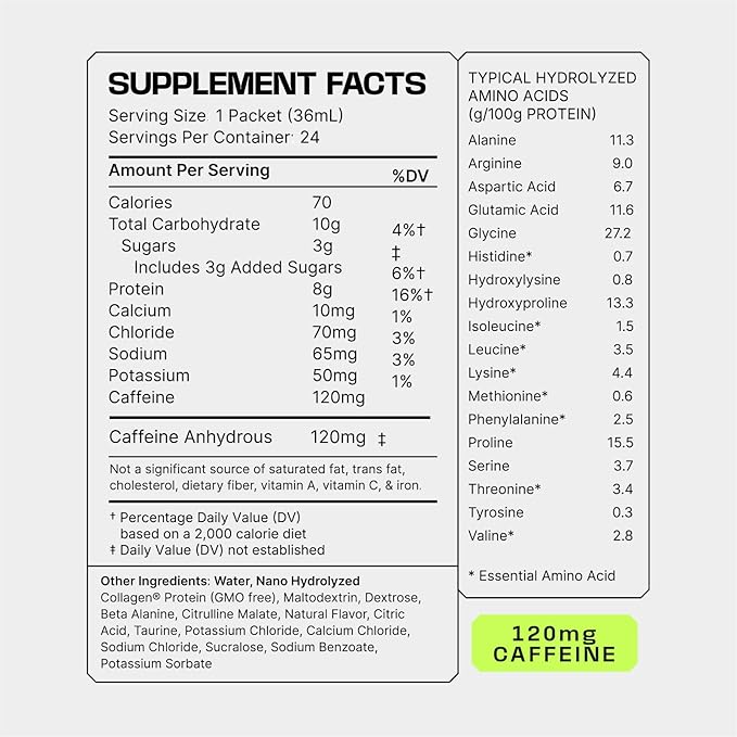 Frog Fuel Power Energized Protein Shot, 15g Protein Nano-Hydrolyzed Grass Fed Collagen, 120mg Caffeine, Fat & Sugar Free, 22 Amino Acids, 0 Carbs, Berry, 1 oz Packets, 24 Pack