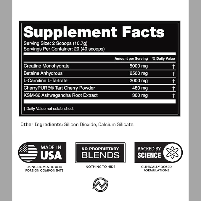 Outwork Nutrition Post Workout Recovery Powder - Creatine Monohydrate, KSM-66 Ashwagandha & Tart Cherry - Speeds Recovery, Eases Soreness - Creatine Powder for Men & Women, Unflavored, 240 Gr