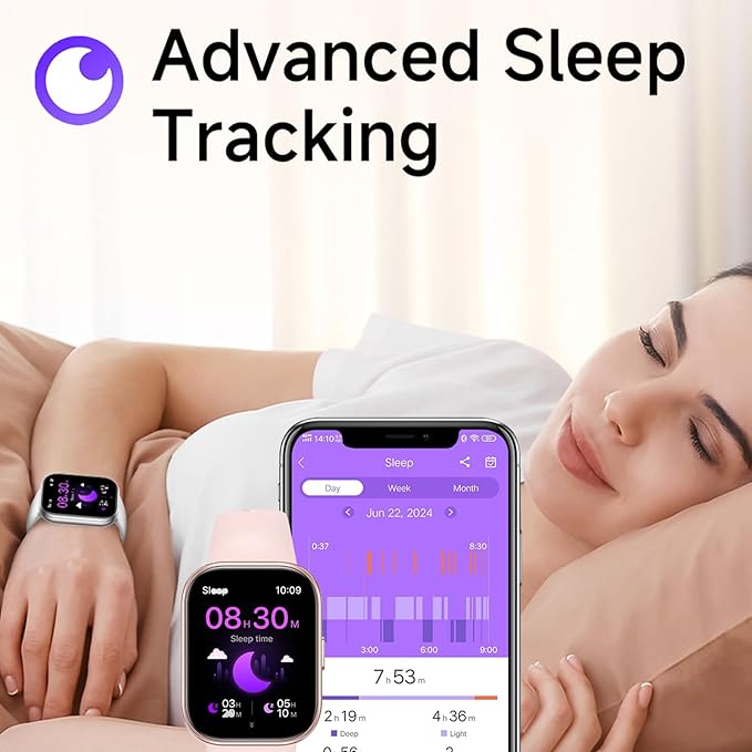 Yihou Smart Watches for Women with Heart Rate Monitor Sleep Monitoring Fitness Tracker for Women Pedometer Calorie Distance Fitness Watch Flashlight for Android iOS Gold Purple