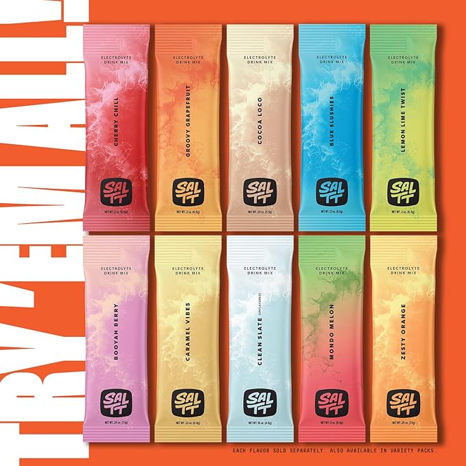 SALTT Electrolytes Powder Drink Mix - Red White and Bam- 30 Hydration Packets - Magnesium, Potassium, Sodium, Trace Minerals - Zero Sugar & Gluten Free - Travel Essentials